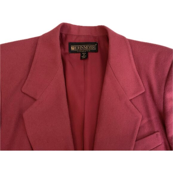 Vtg John Meyer Jacket Blazer Womens Sz Petites P2 Pink 1 Button 100% Wool Lined - Picture 7 of 16